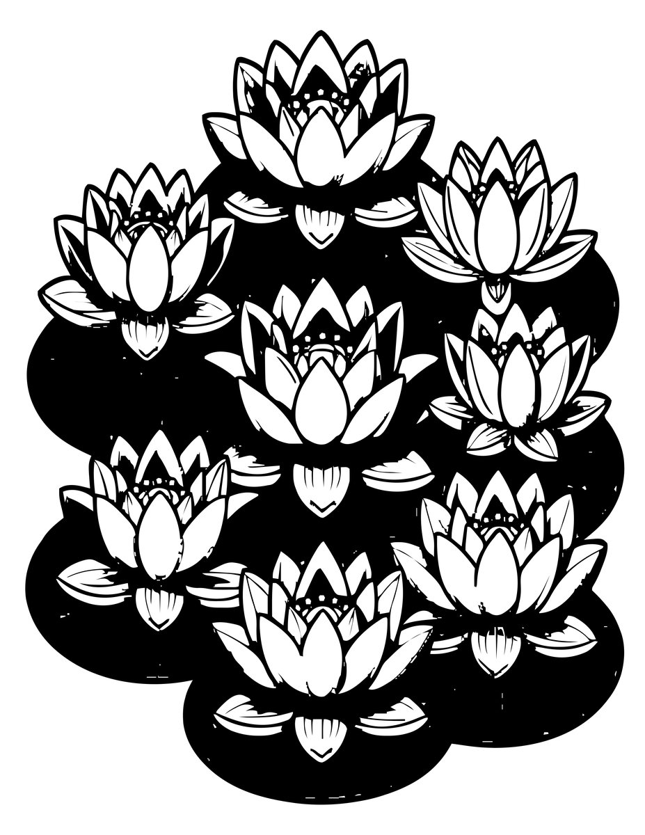 Pink Lily Cluster - free printable coloring page