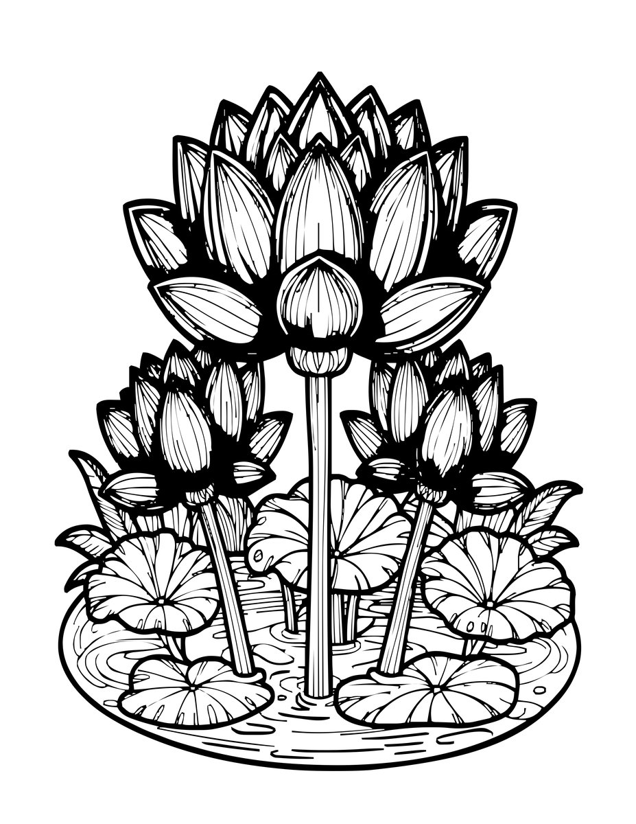 Yellow Lotus - free printable coloring page
