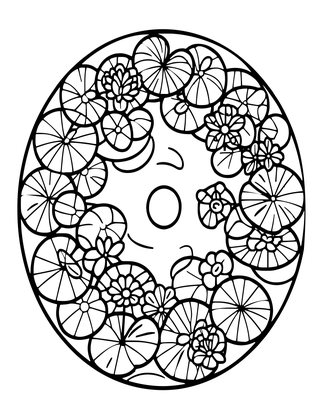Dense Lily Pond - Free printable coloring page