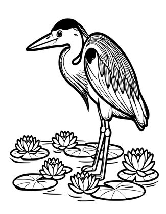 Lily and Heron - Free printable coloring page