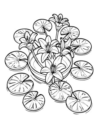 Autumn Lily Pond - Free printable coloring page