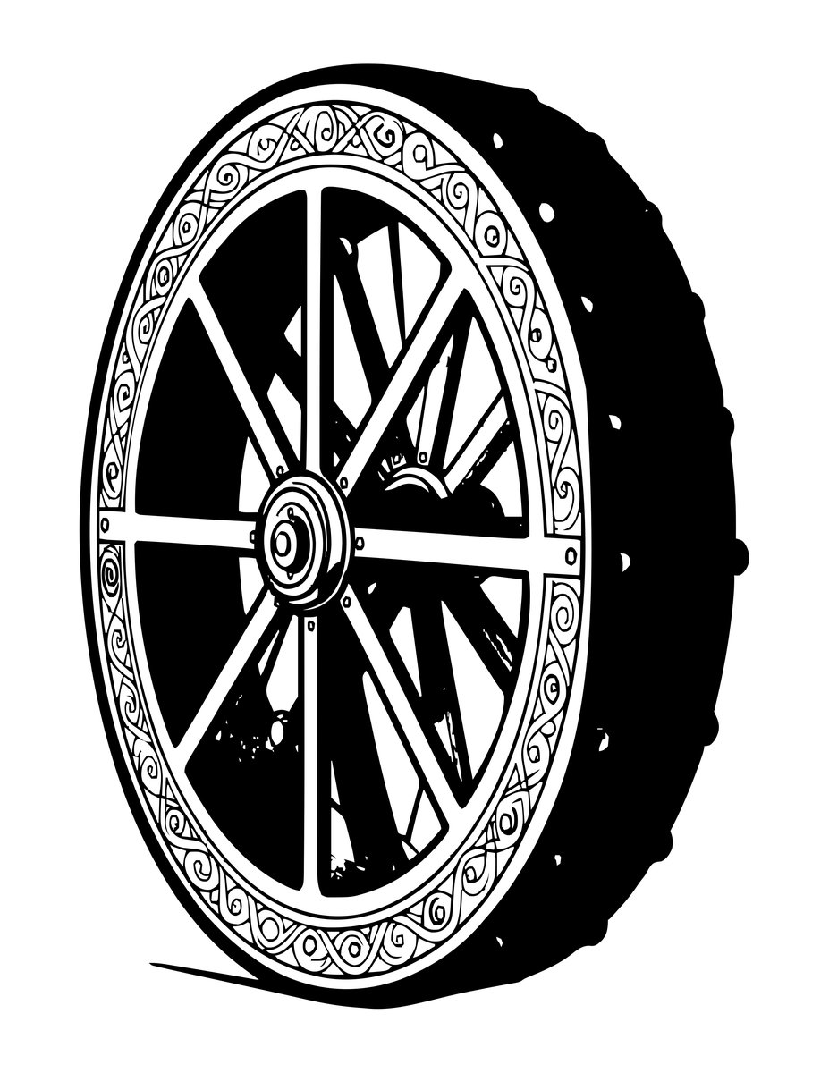 Iron Water Wheel - free printable coloring page