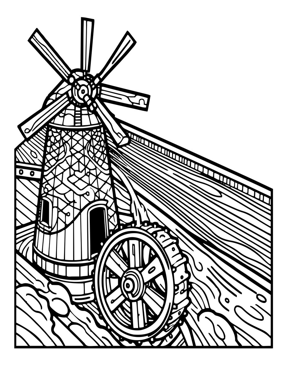 Mill Race - free printable coloring page
