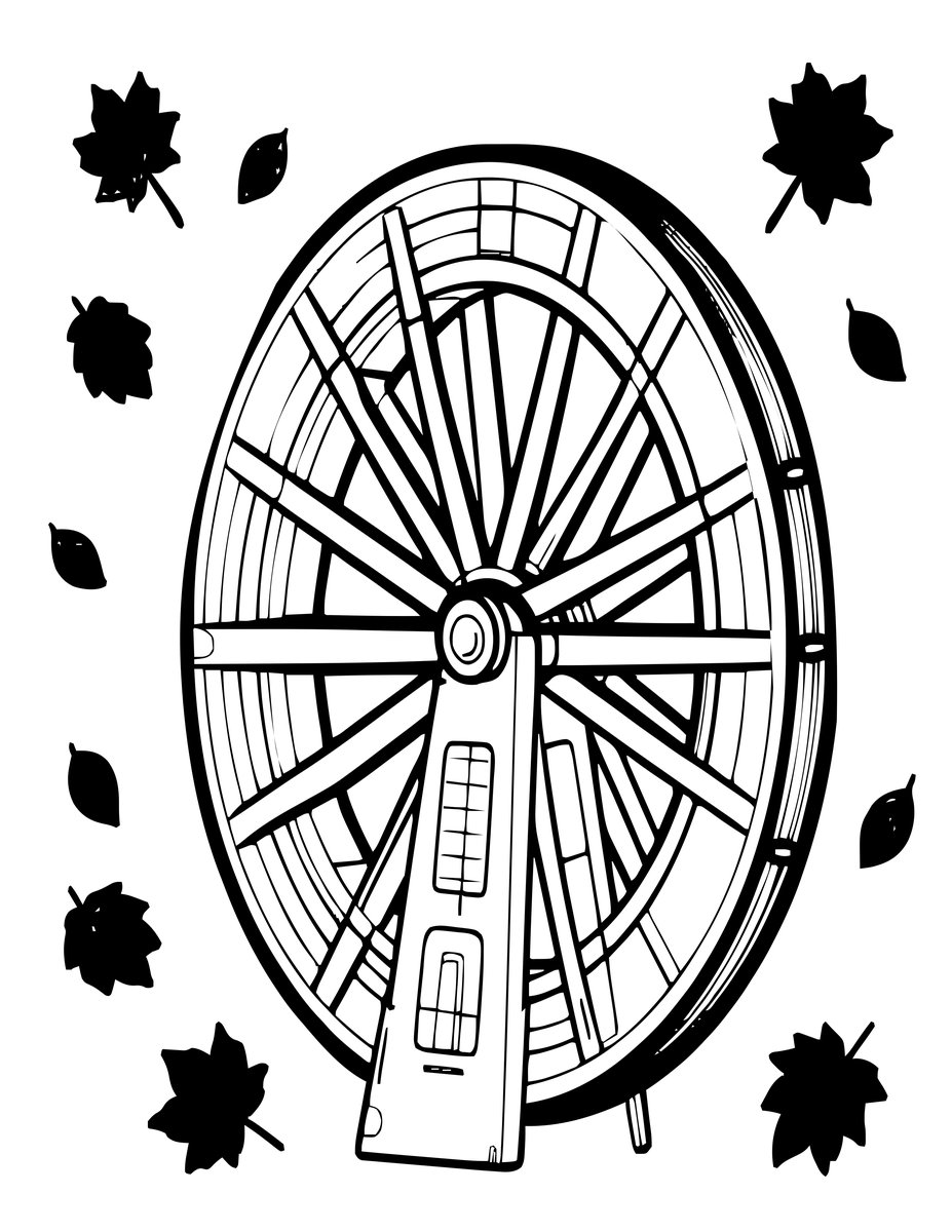 Mill and Autumn - free printable coloring page
