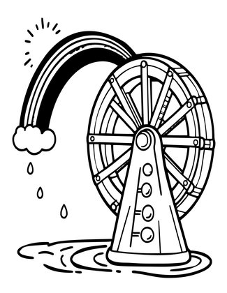 Mill and Rainbow - Free printable coloring page