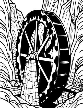Water Wheel Mossy - Free printable coloring page