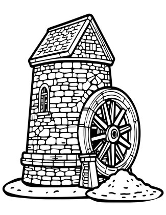Grist Mill - Free printable coloring page