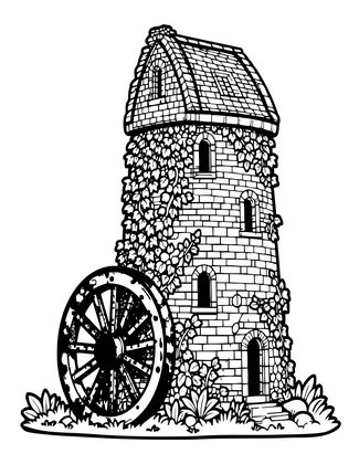 Mill Ruins - Free printable coloring page