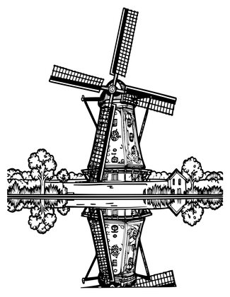 Dutch Windmill - Free printable coloring page