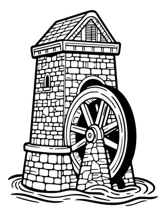 Tidal Mill - Free printable coloring page