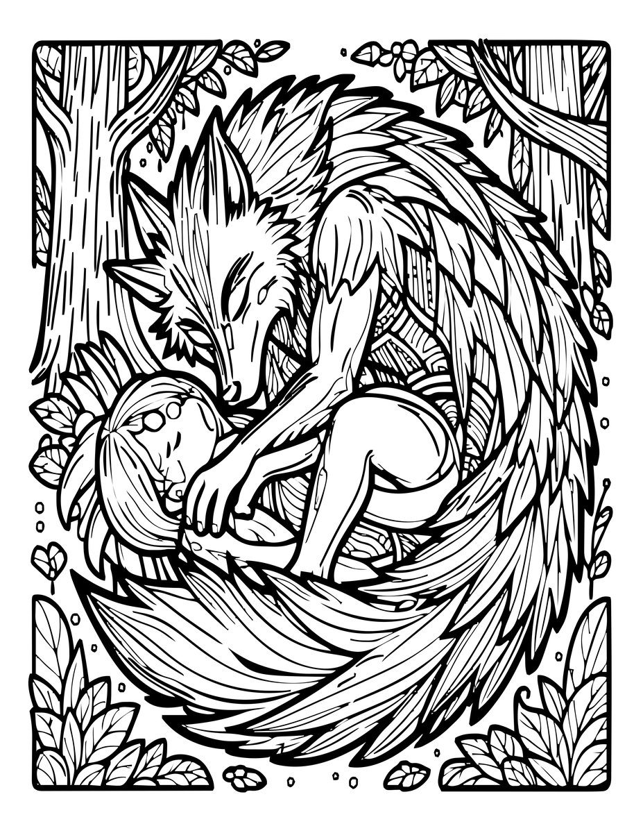 Werewolf Sleeping - free printable coloring page