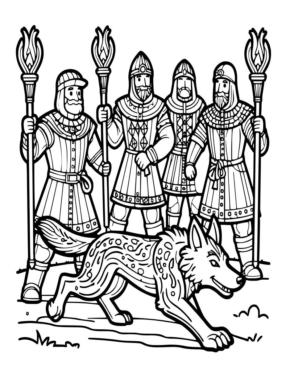 Werewolf Hunt - free printable coloring page