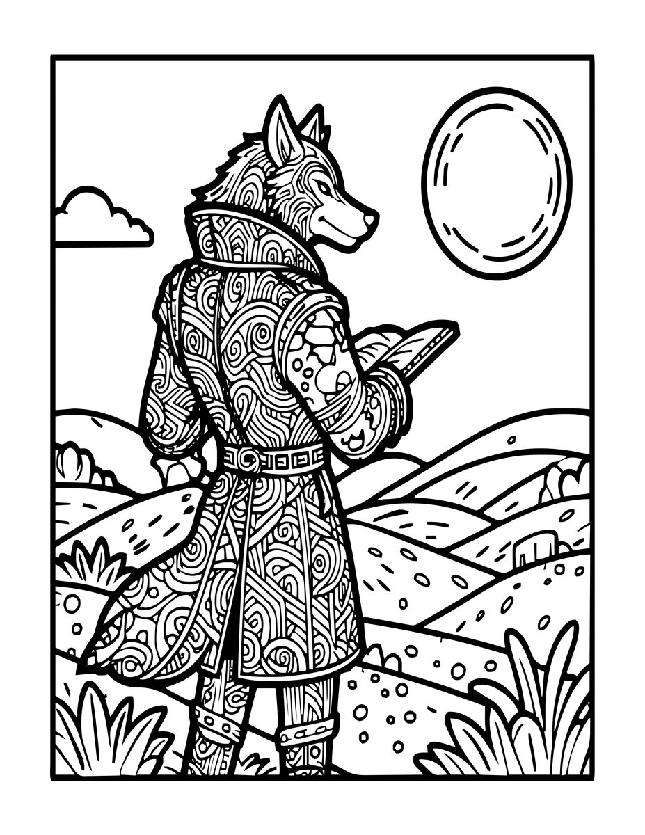 Noble Werewolf - free printable coloring page