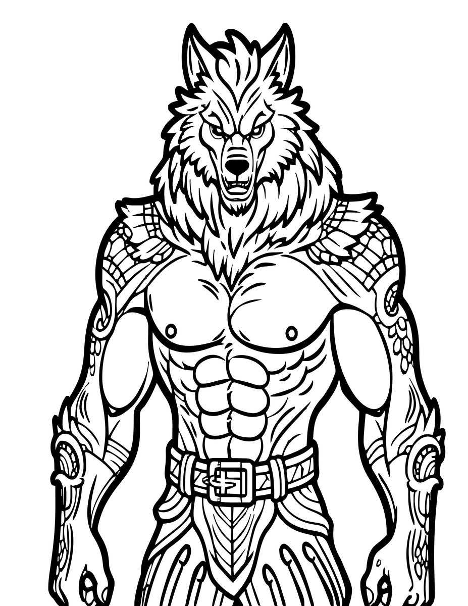 Cinematic Werewolf - free printable coloring page