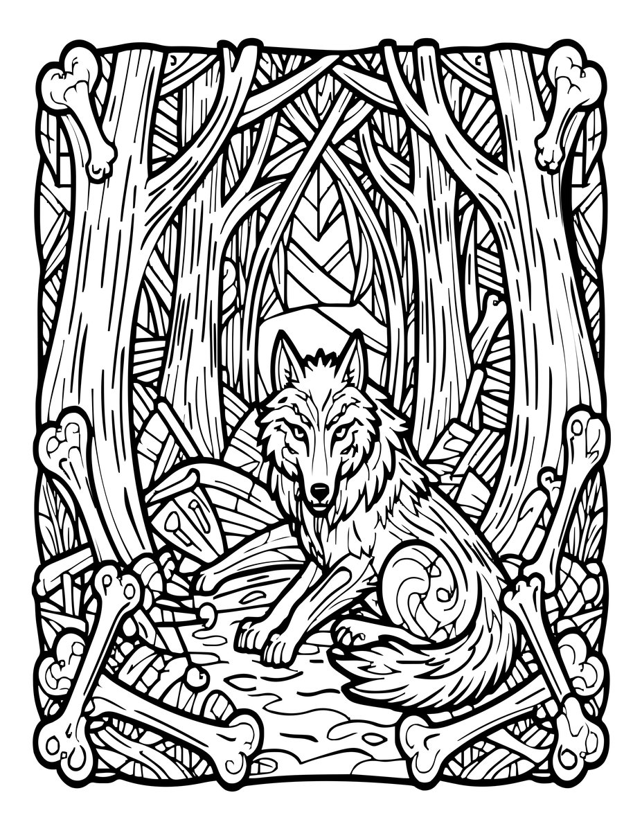 Werewolf Lair - free printable coloring page