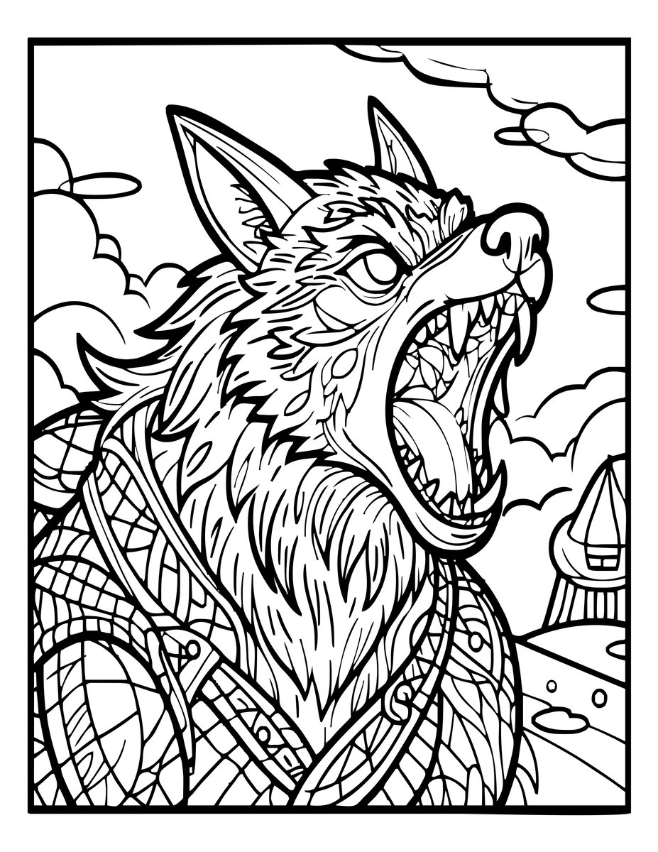 Werewolf Roar - free printable coloring page