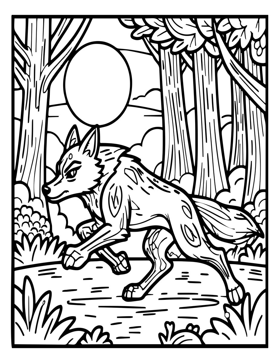 Werewolf Running - free printable coloring page