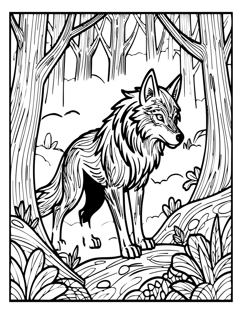 Werewolf in Fog - free printable coloring page