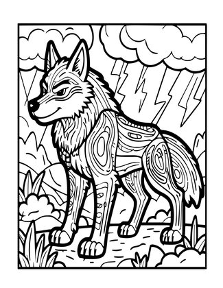 Werewolf in Rain - Free printable coloring page