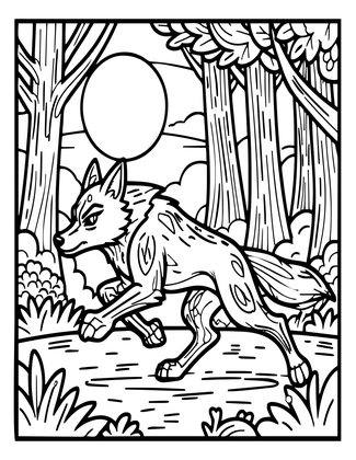 Werewolf Running - Free printable coloring page