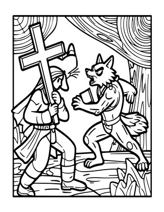 Werewolf and Silver - Free printable coloring page