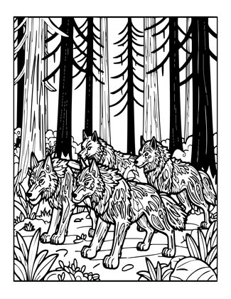 Werewolf Pack - Free printable coloring page