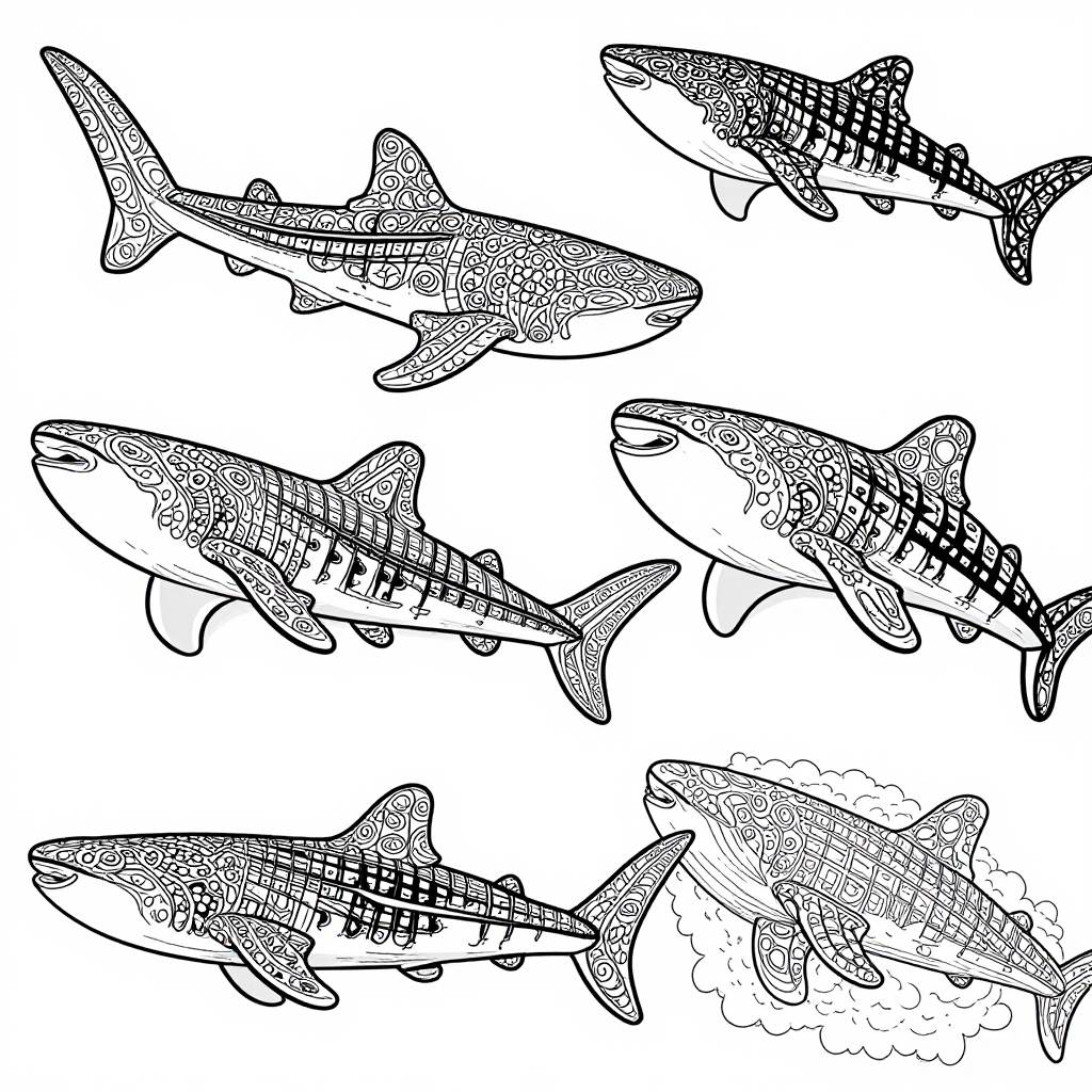 Whale Sharks coloring pages collection - 30 free printable pages