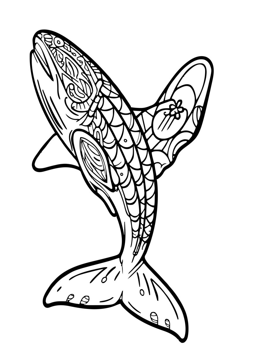 Whale Shark Tail - free printable coloring page