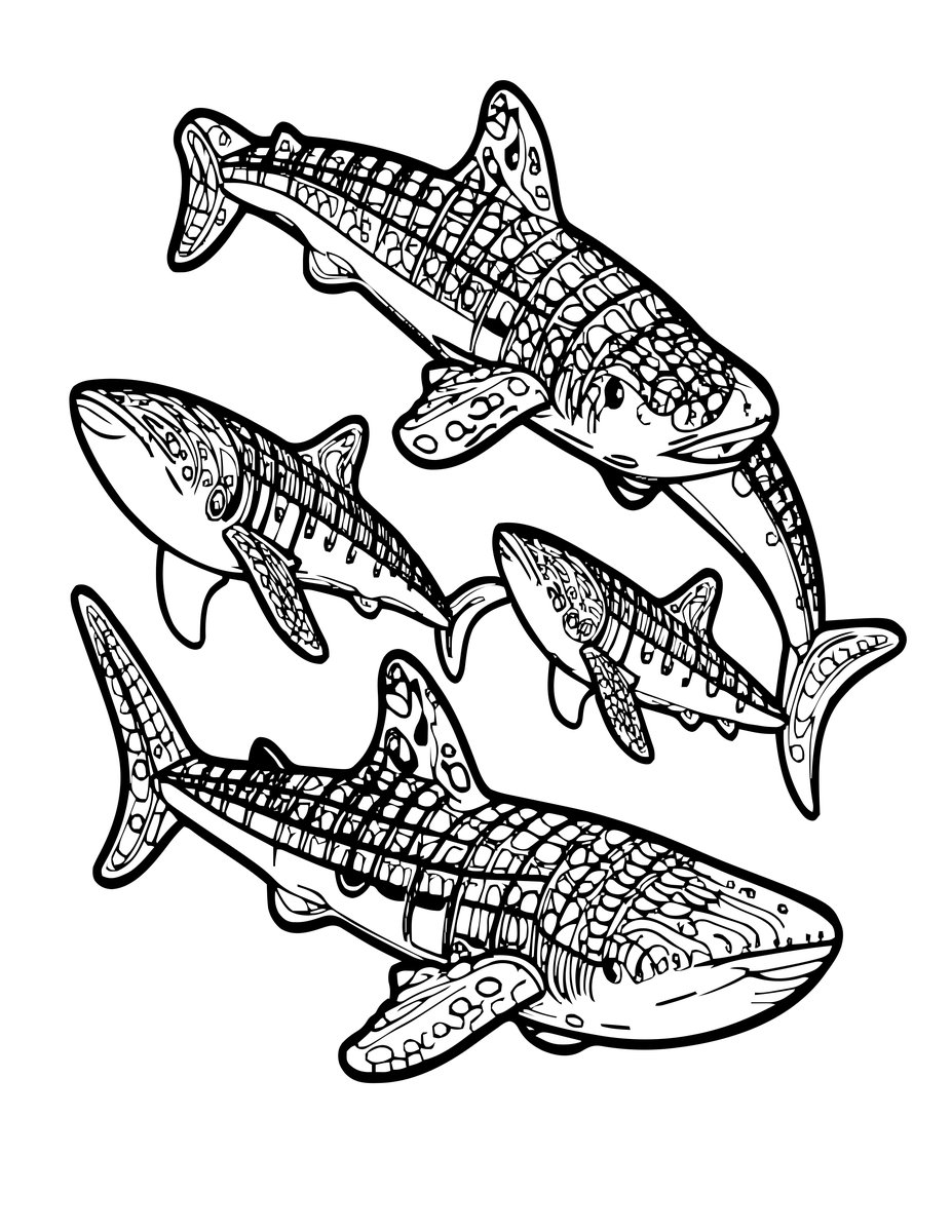 Whale Shark Aggregation - free printable coloring page
