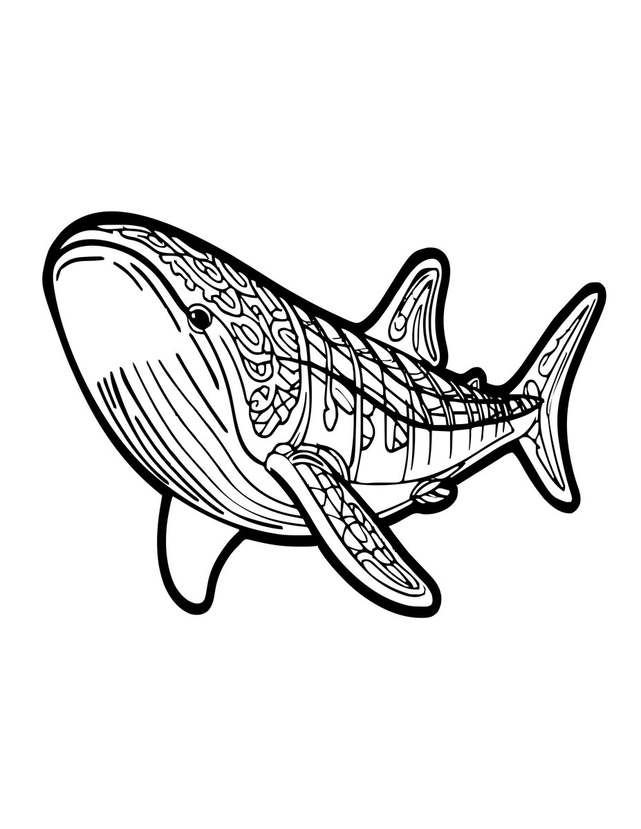 Whale Shark Silhouette - free printable coloring page