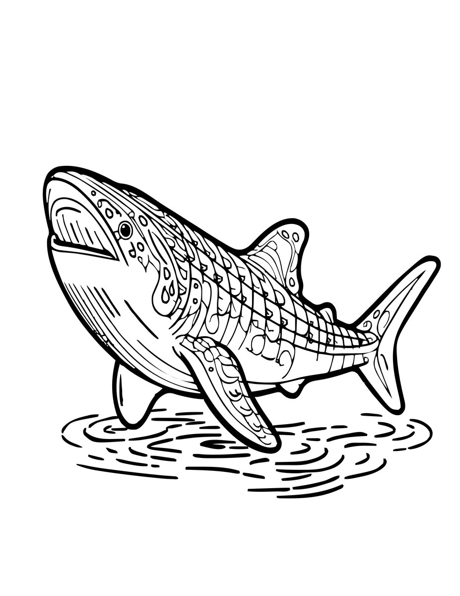 Whale Shark Feeding - free printable coloring page