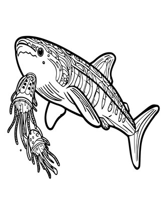 Night Whale Shark - Free printable coloring page