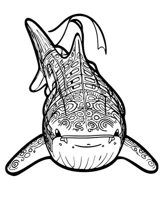 Whale Shark Head-On - Free printable coloring page