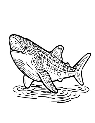 Whale Shark Feeding - Free printable coloring page