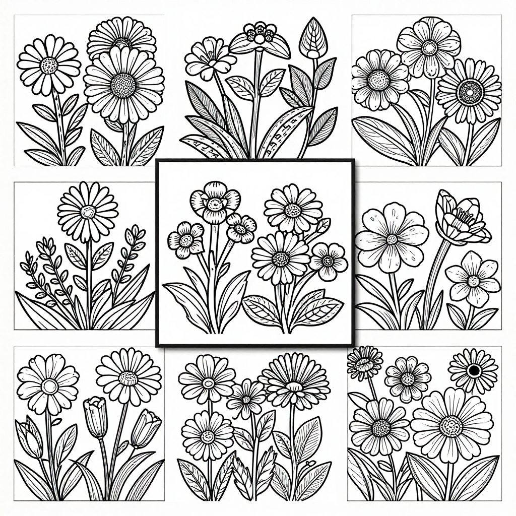 Wildflowers coloring pages collection - 30 free printable pages