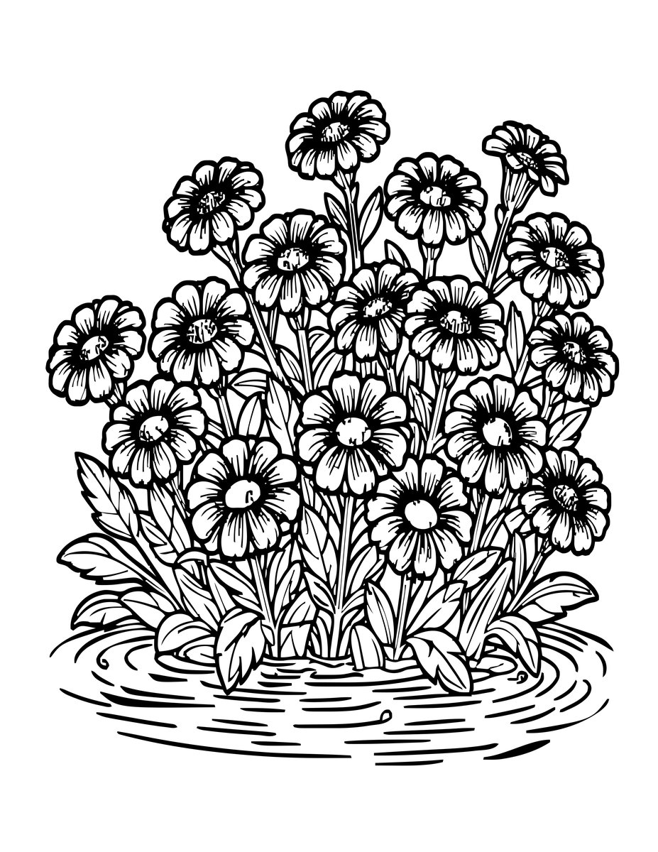Marsh Marigold - free printable coloring page