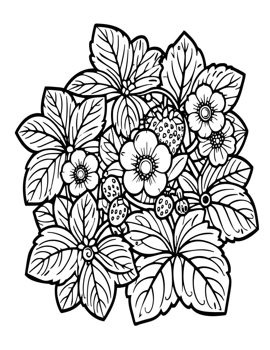 Wild Strawberry - free printable coloring page