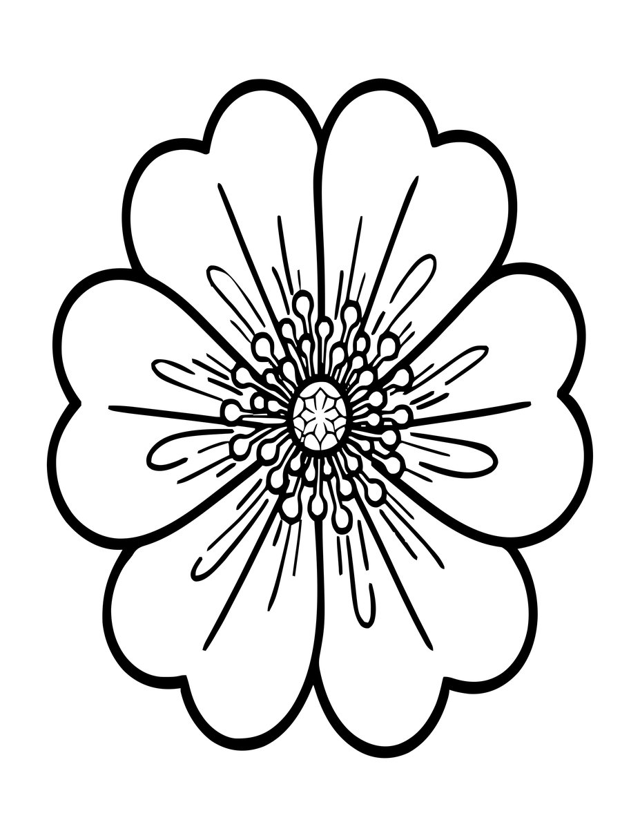 Wild Rose - free printable coloring page