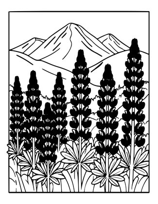 Lupine Field - Free printable coloring page