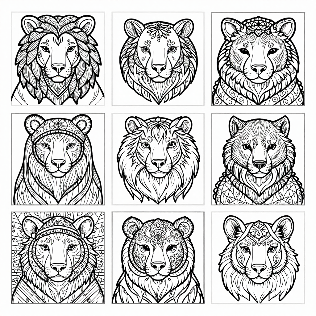 Wildlife Portraits coloring pages collection - 40 free printable pages
