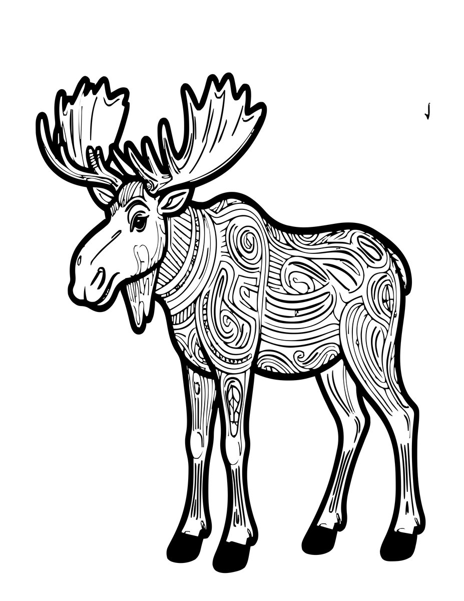 Moose Silhouette - free printable coloring page