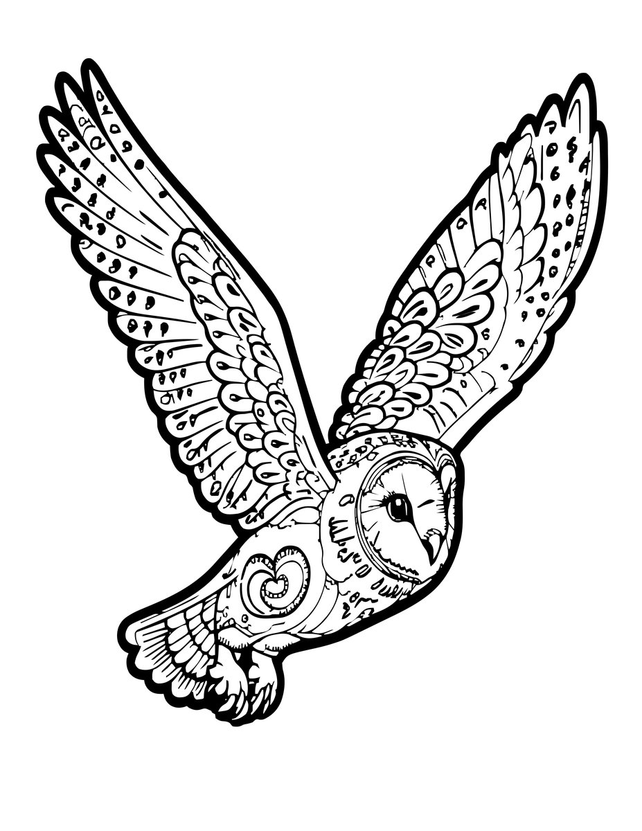 Barn Owl - free printable coloring page