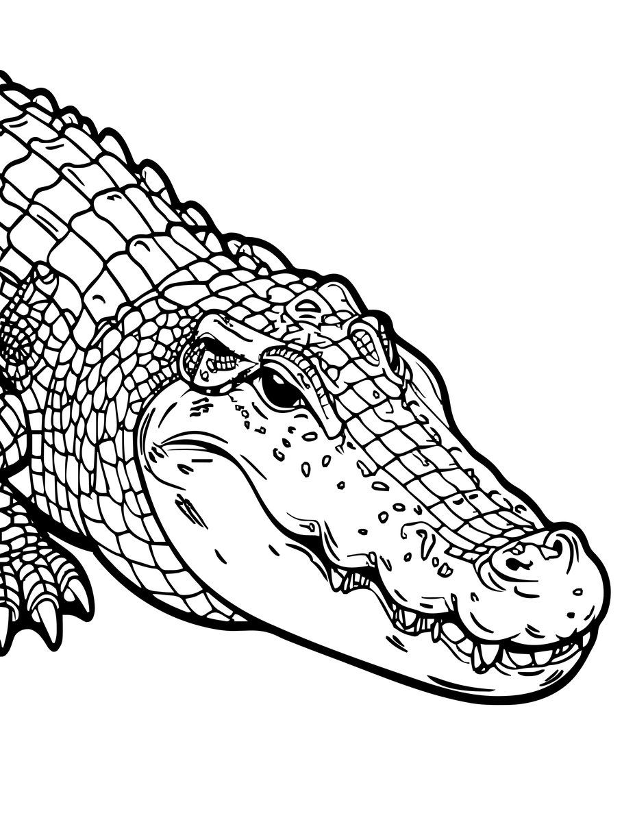 Crocodile Head - free printable coloring page