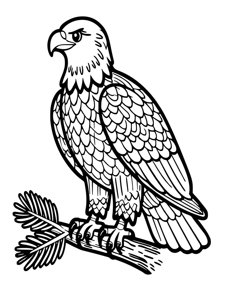 Bald Eagle Full - free printable coloring page
