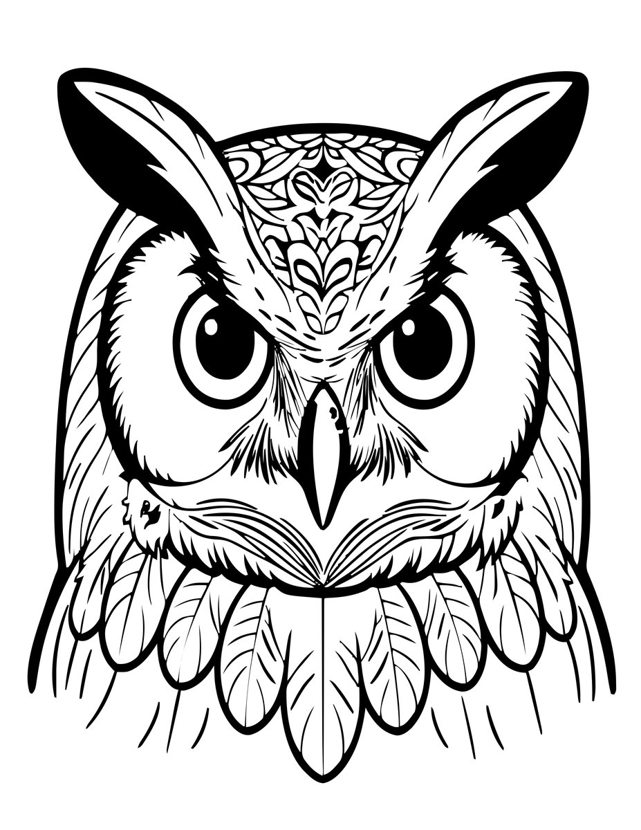 Owl Portrait - free printable coloring page
