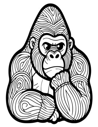 Gorilla Portrait - Free printable coloring page