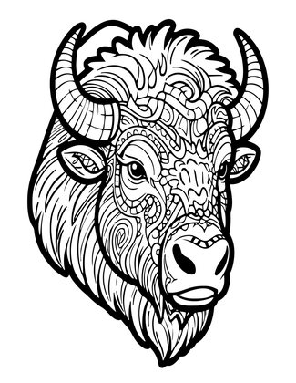 Bison Head - Free printable coloring page