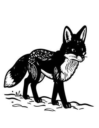 Fox in Snow - Free printable coloring page