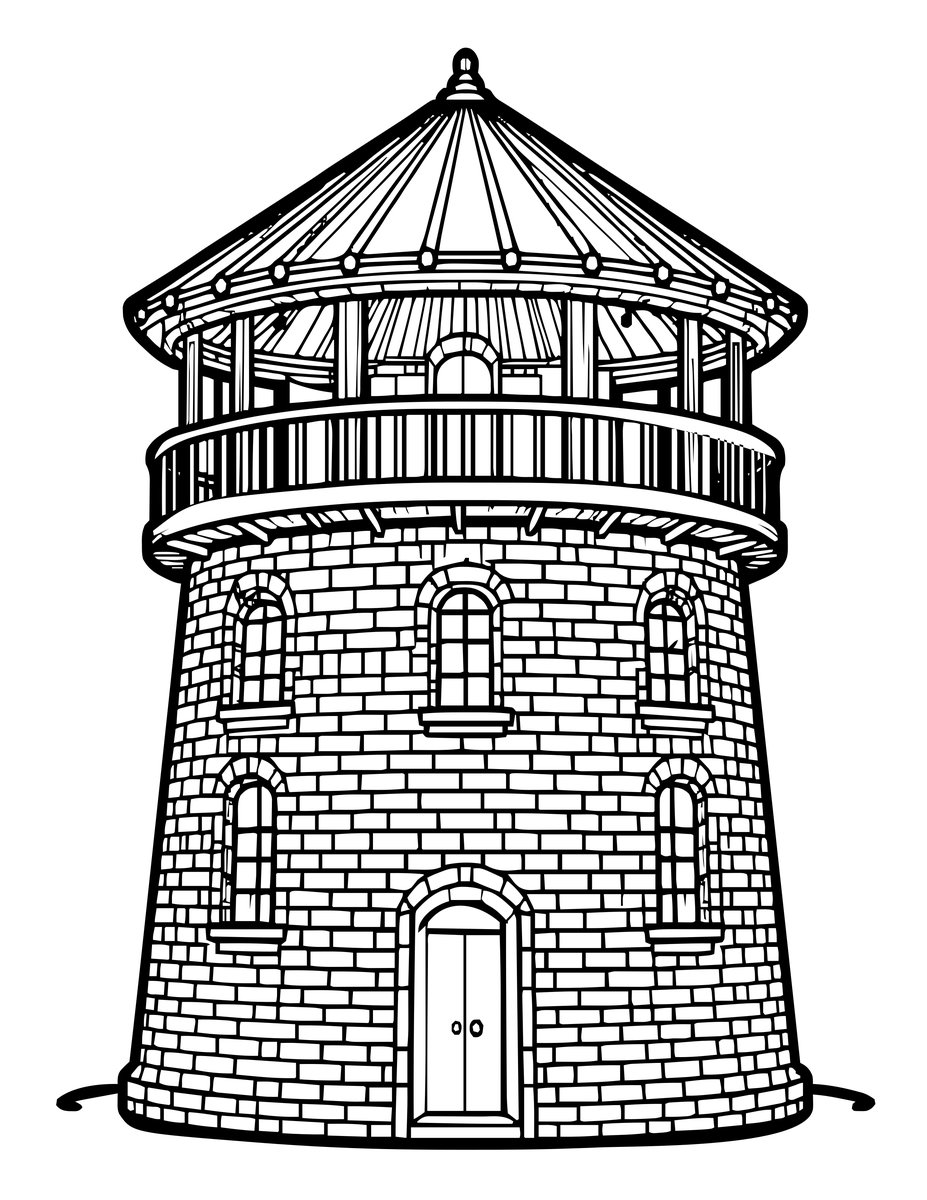 Tower Mill - free printable coloring page