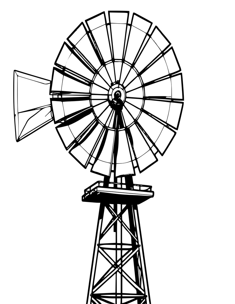 Farm Wind Pump - free printable coloring page